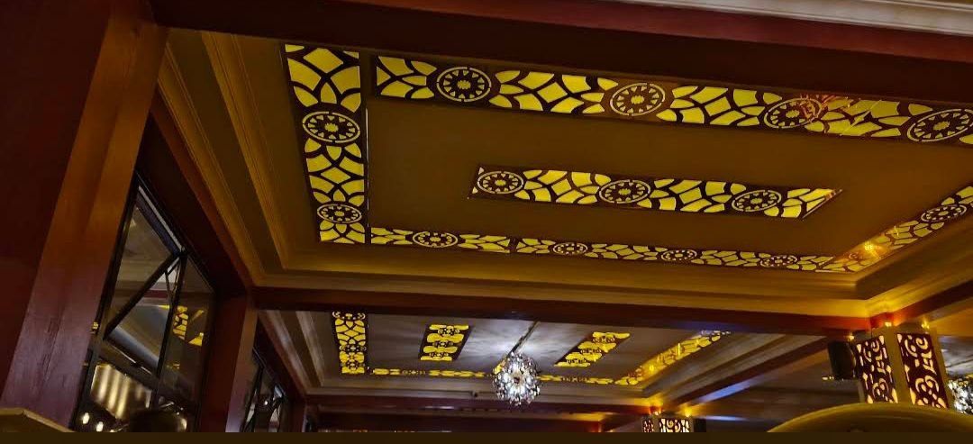 Backlit ceiling fretwork